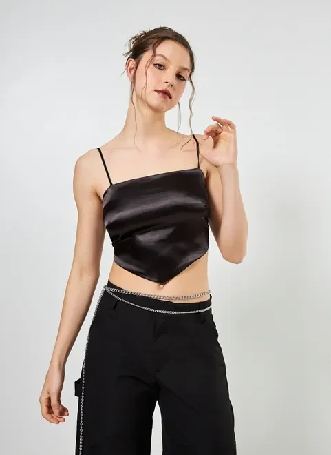 Cropped Lenço Em Cetim