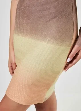 Vestido Manga Única Degradê Com Brilho