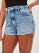 Short Mom Jeans Com Elástico