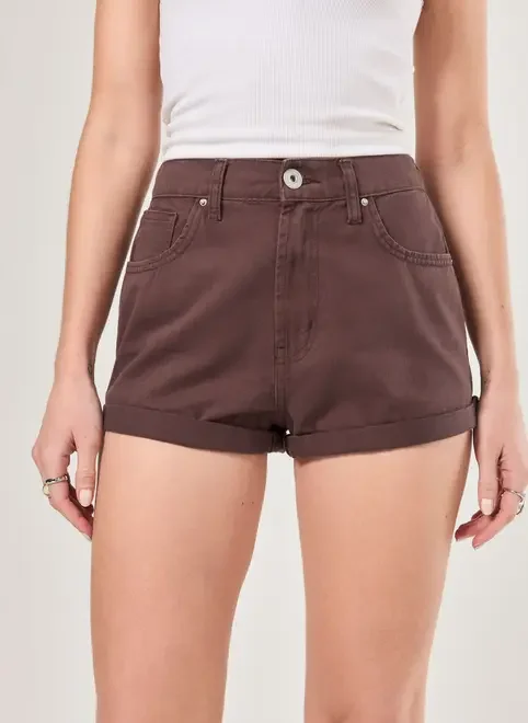 Short Mom Em Sarja Com Elástico