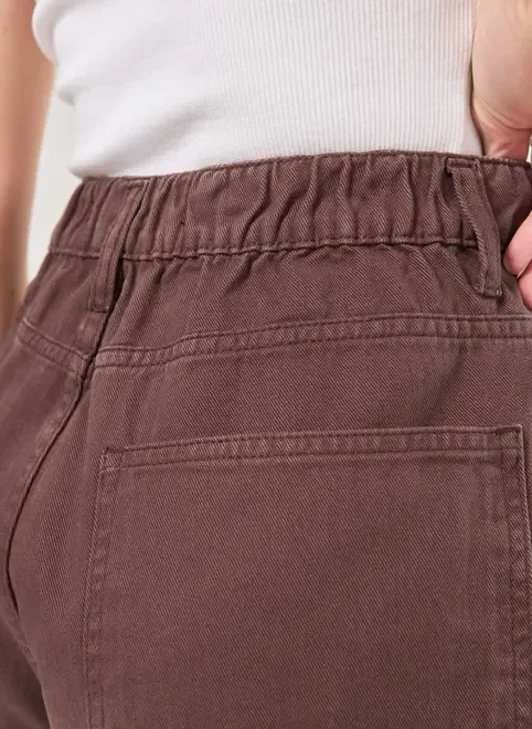 Short Mom Em Sarja Com Elástico