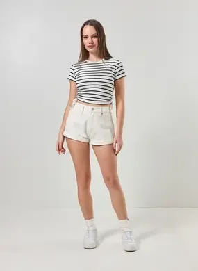 Short Mom Em Sarja Com Elástico