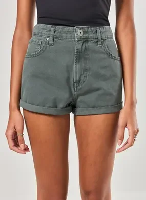 Short Mom Em Sarja Com Elástico