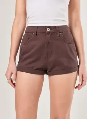 Short Mom Em Sarja Com Elástico