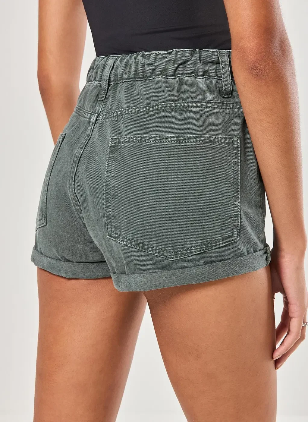 Short Mom Em Sarja Com Elástico