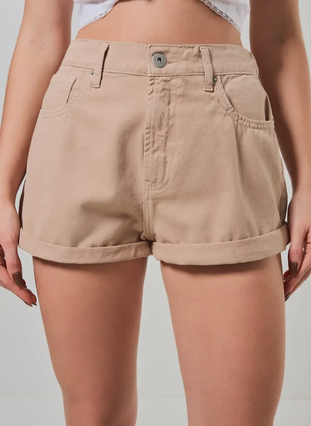 Short Mom Em Sarja Com Elástico