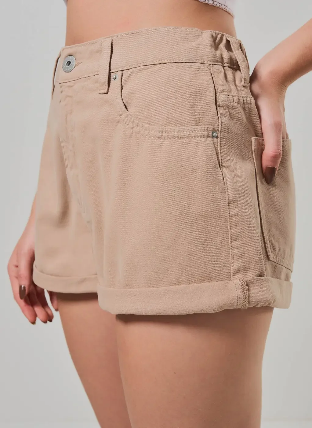 Short Mom Em Sarja Com Elástico