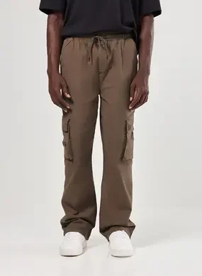 Calça Em Sarja Reta Cargo