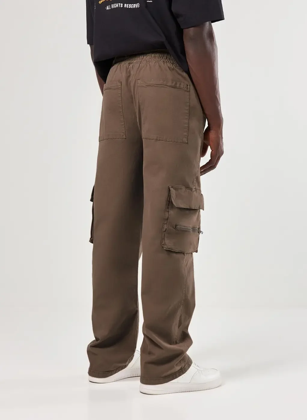 Calça Em Sarja Reta Cargo