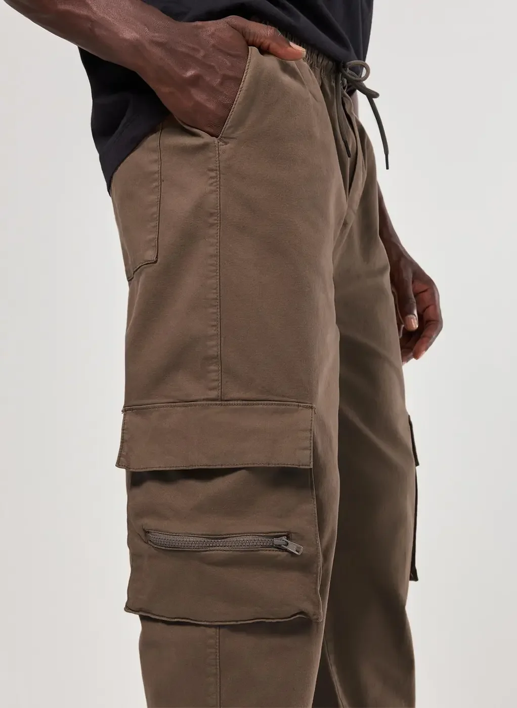 Calça Em Sarja Reta Cargo