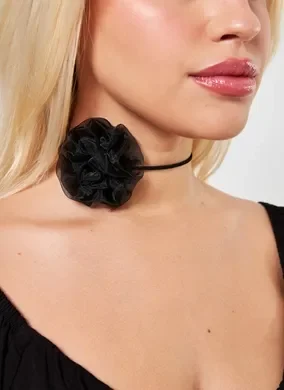 Choker Com Flor De Tecido