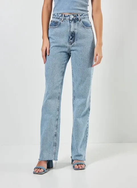 Calça Jeans Wide Leg De Cintura Alta