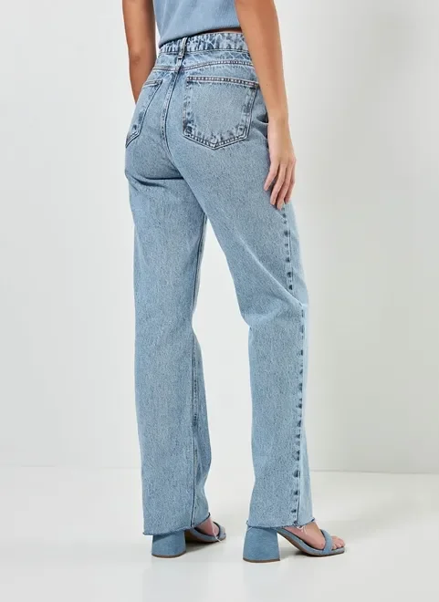 Calça Jeans Wide Leg De Cintura Alta