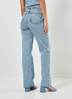 Calça Jeans Wide Leg De Cintura Alta