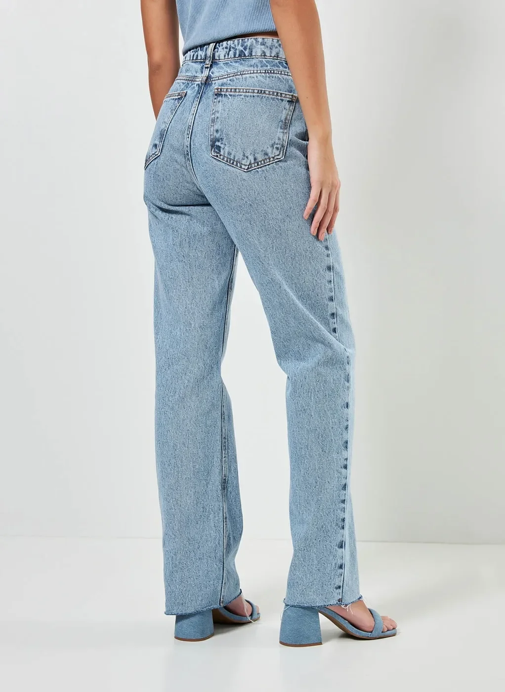 Calça Jeans Wide Leg De Cintura Alta