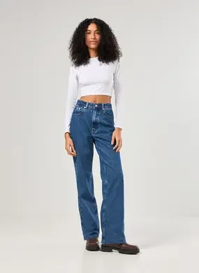 Calça Jeans Wide Leg De Cintura Alta