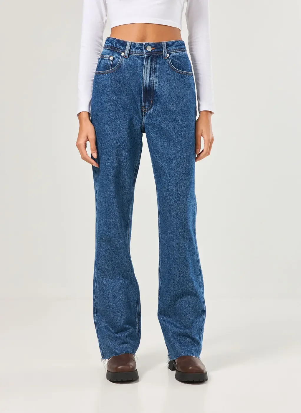 Calça Jeans Wide Leg De Cintura Alta