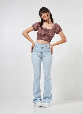 Cropped Romântico Vermelho Florzinhas