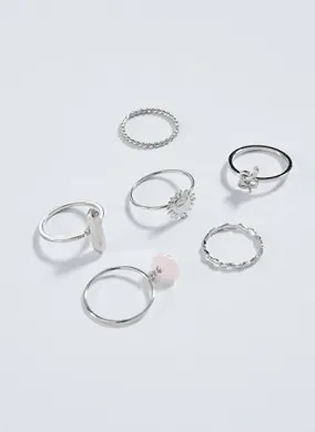 Conjunto Anéis e Falanges Prateados