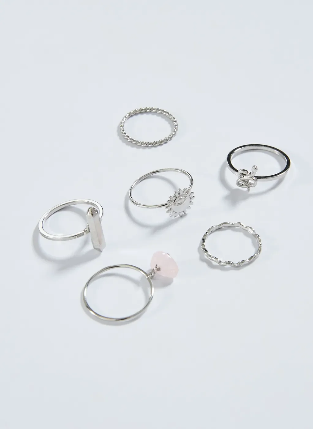 Conjunto Anéis e Falanges Prateados