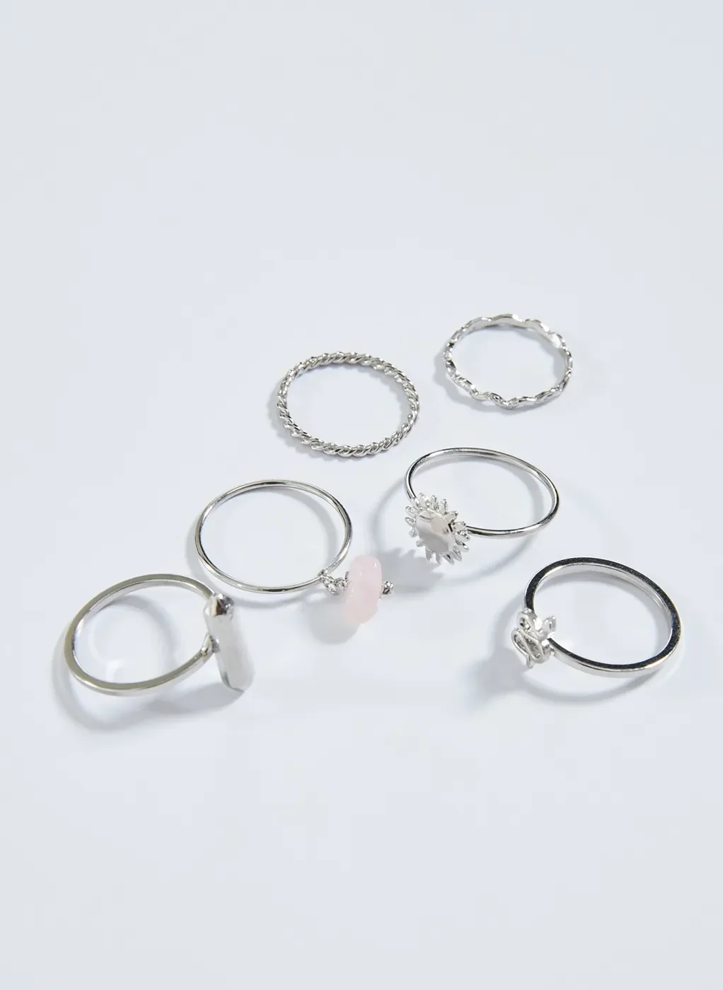 Conjunto Anéis e Falanges Prateados