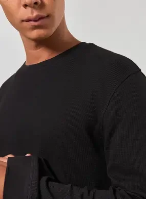 Camiseta Manga Longa Com Textura