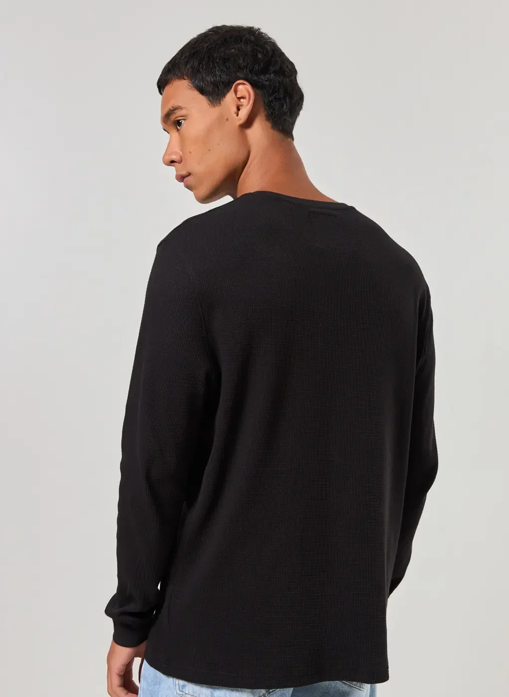 Camiseta Manga Longa Com Textura