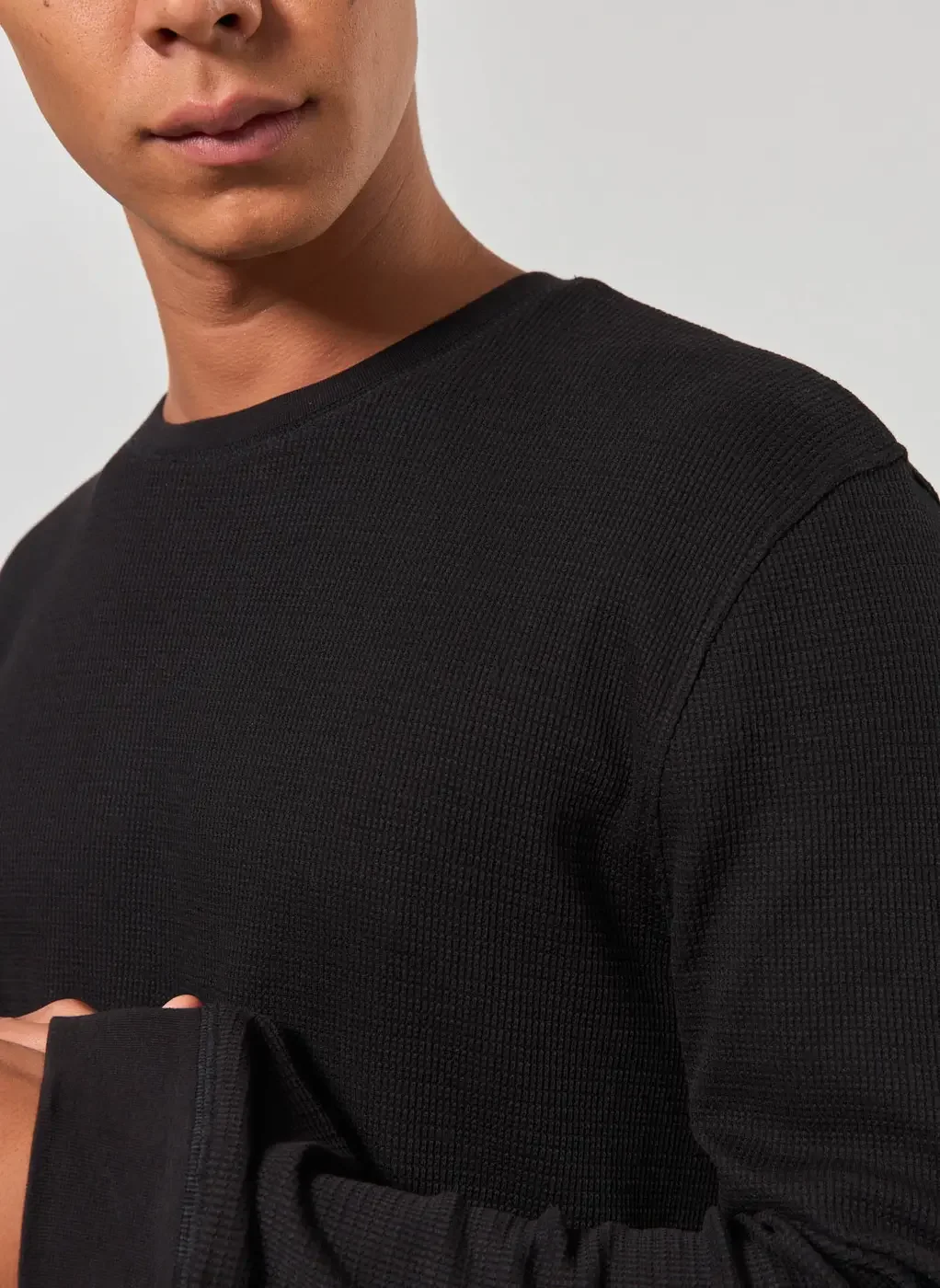 Camiseta Manga Longa Com Textura