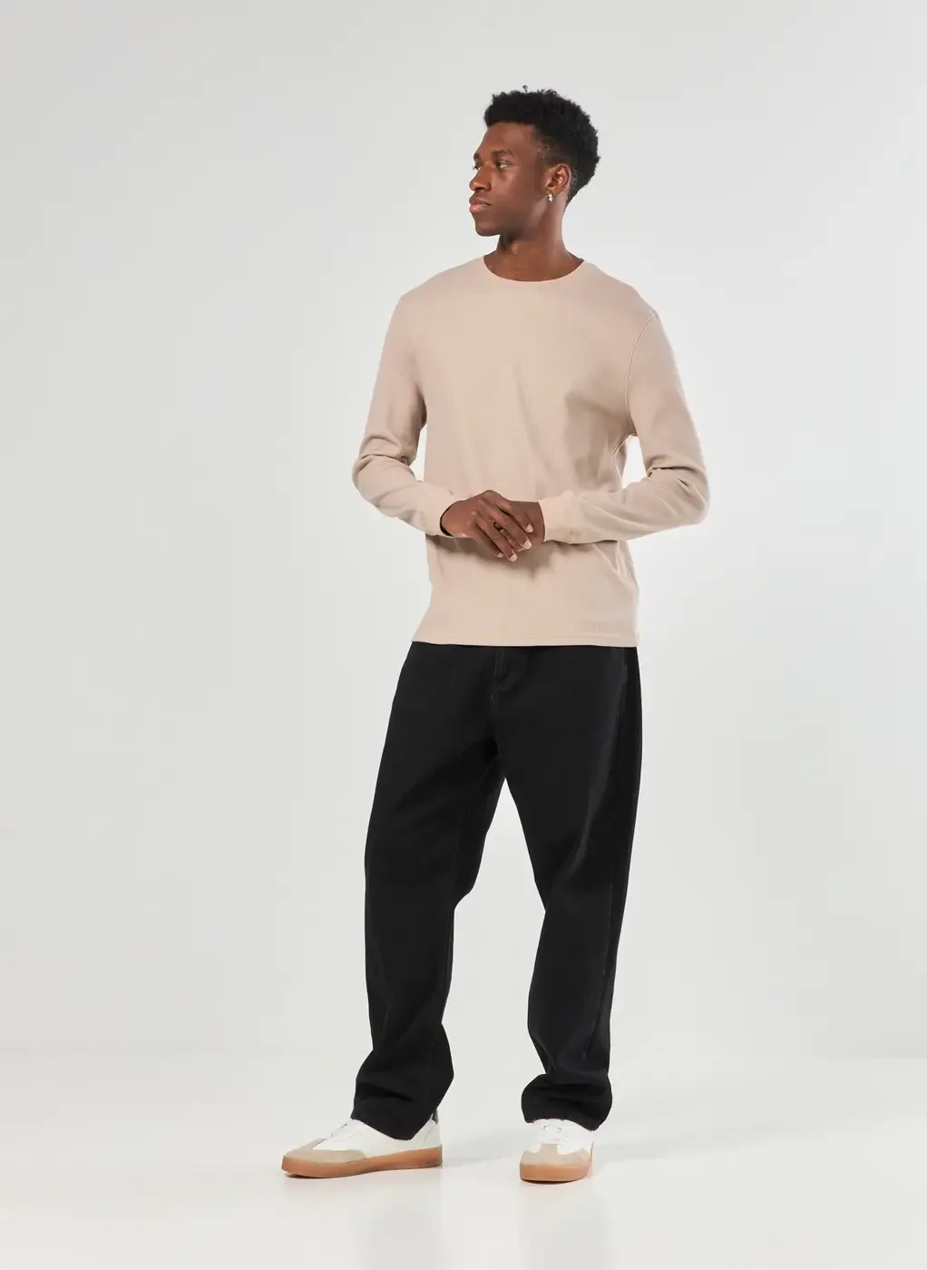 Camiseta Manga Longa Com Textura