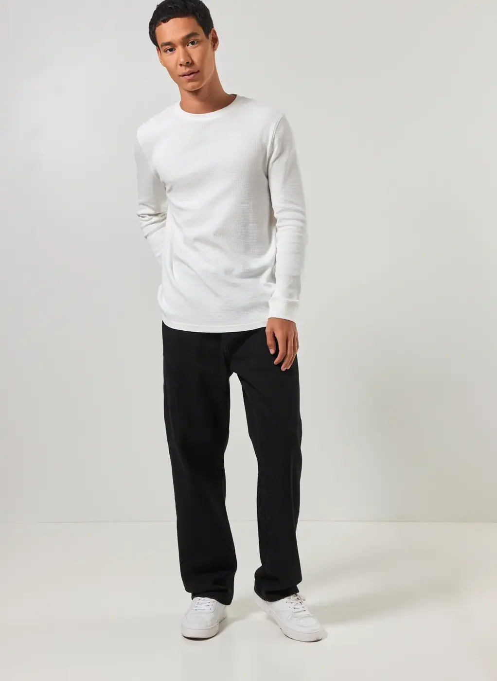 Camiseta Manga Longa Com Textura