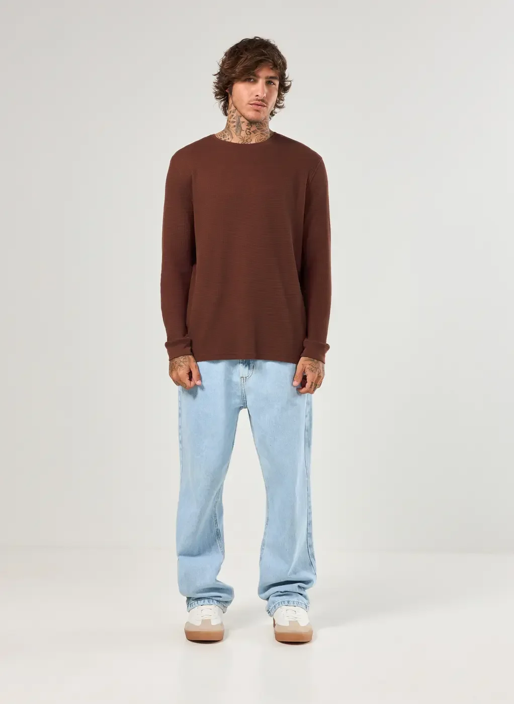 Camiseta Manga Longa Com Textura