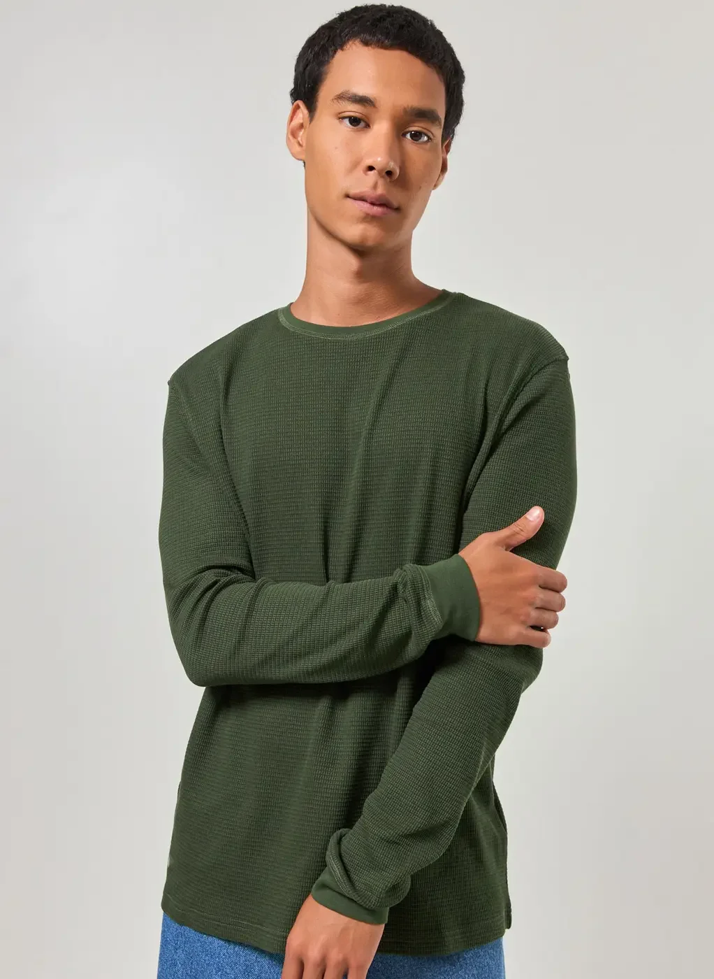 Camiseta Manga Longa Com Textura