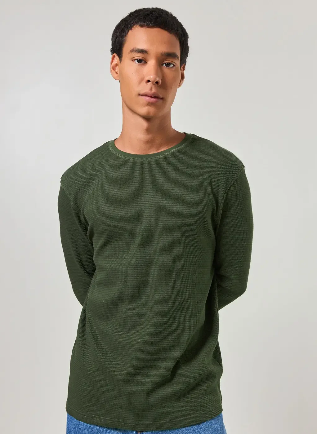 Camiseta Manga Longa Com Textura