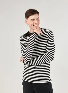 Blusa Manga Longa Em Tricô Listrado