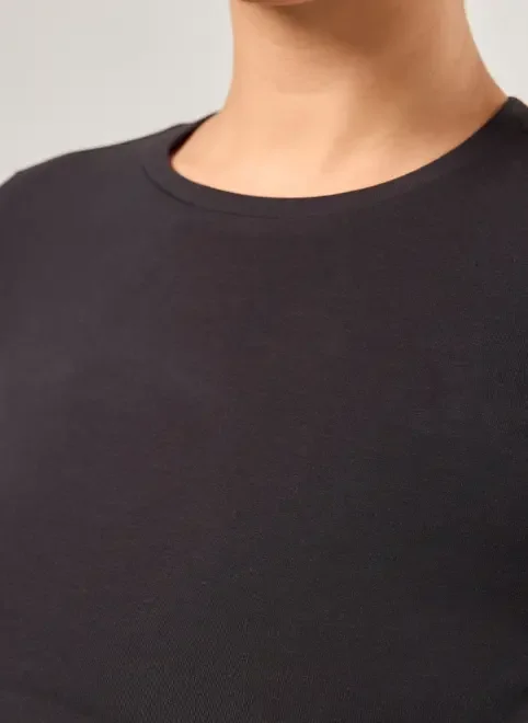 Blusa Cropped Básica Manga Longa