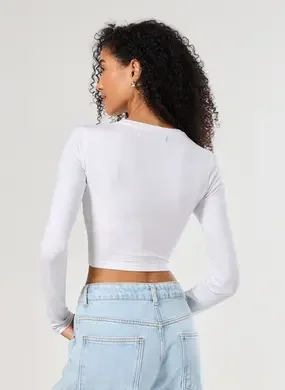 Blusa Cropped Básica Manga Longa