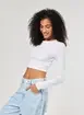 Blusa Cropped Básica Manga Longa