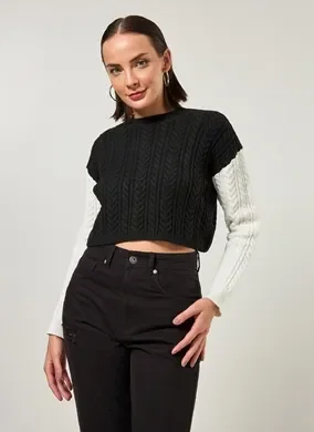 Blusa De Tricô Preto Com Mangas Off-White