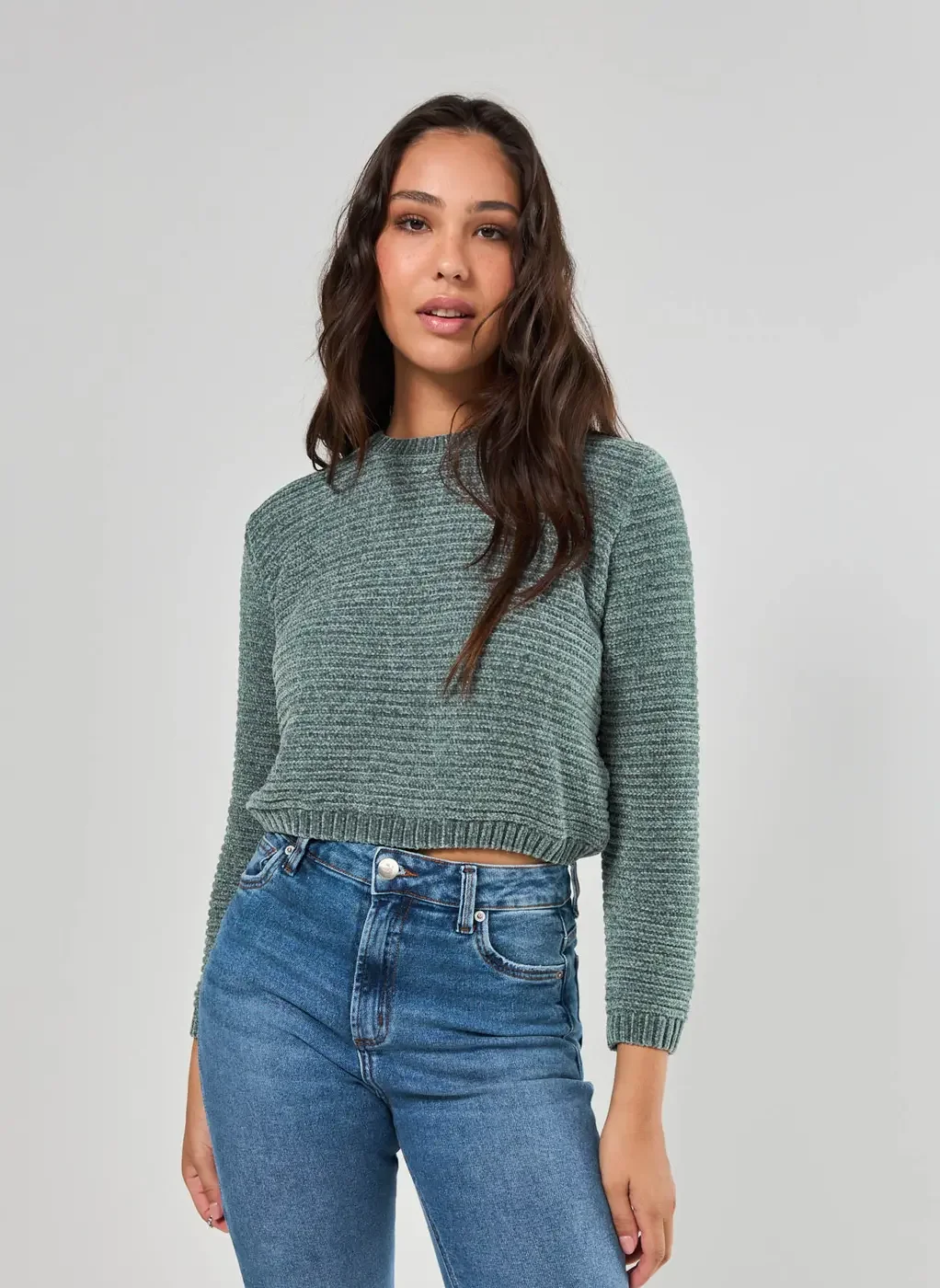 Blusa De Tricô Chenille Canelado