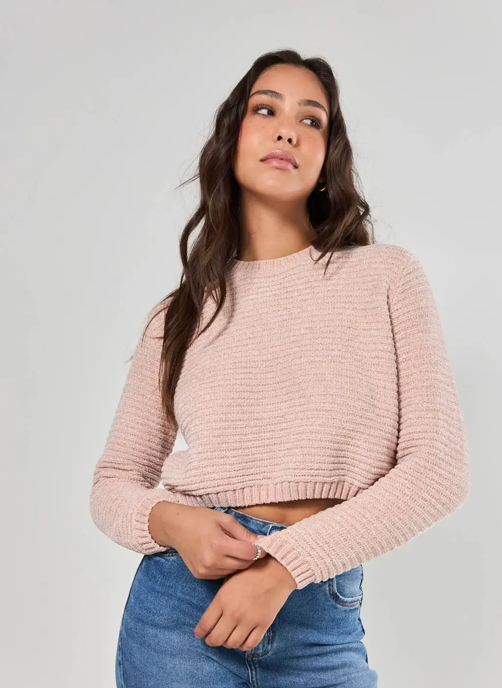 Blusa De Tricô Chenille Canelado
