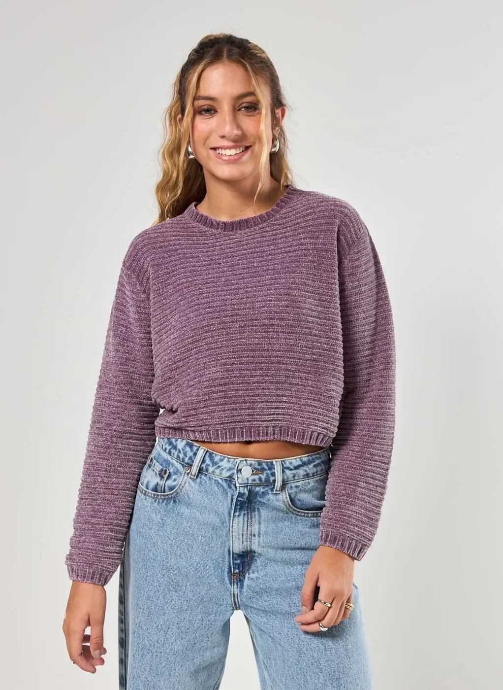 Blusa De Tricô Chenille Canelado