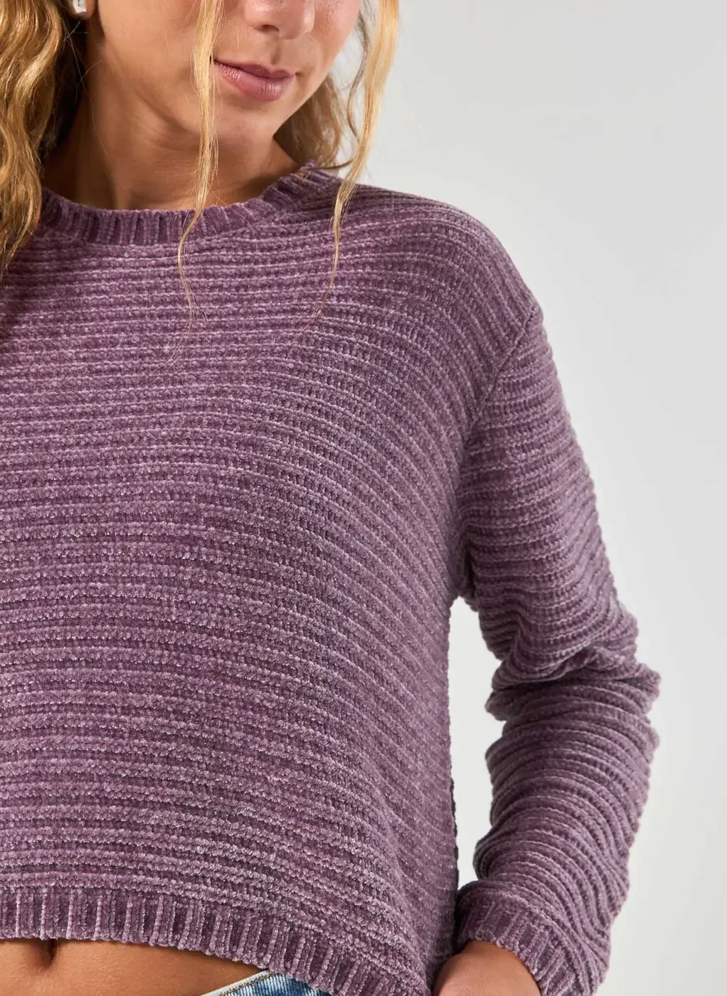 Blusa De Tricô Chenille Canelado