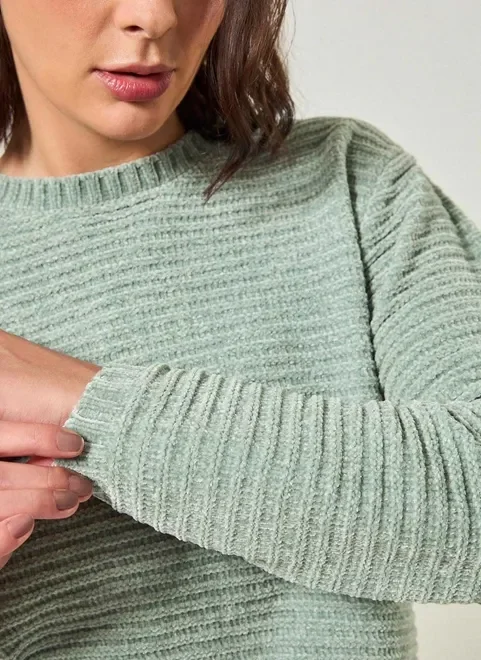 Blusa De Tricô Chenille Canelado