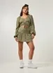 Cropped Manga Longa Verde Florzinhas