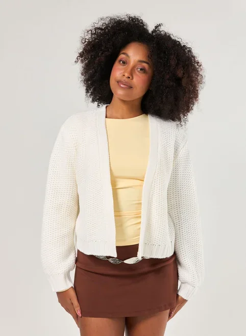 Cardigan Em Tricô Encorpado