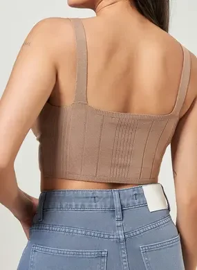 Top Torcido Em Tricô Canelado