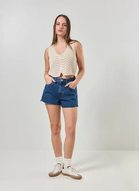 Short Mom Jeans Barra Cortada