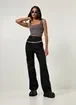 Calça Wide Leg Cargo Em Jeans Preto