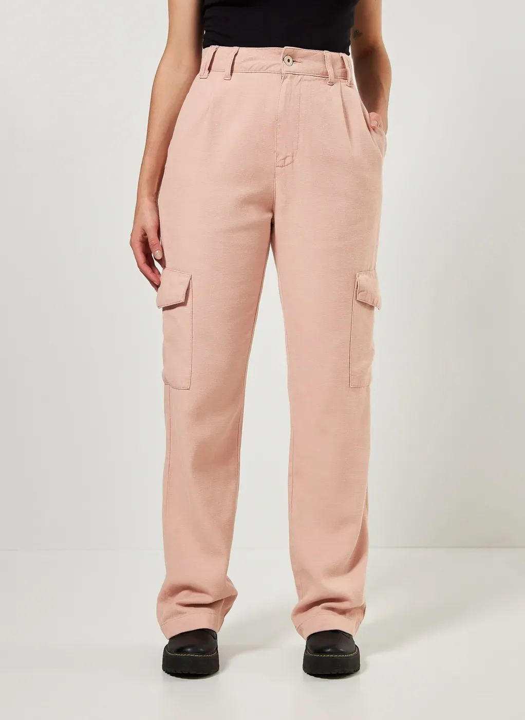 Calça Wide Leg Cargo Rosê