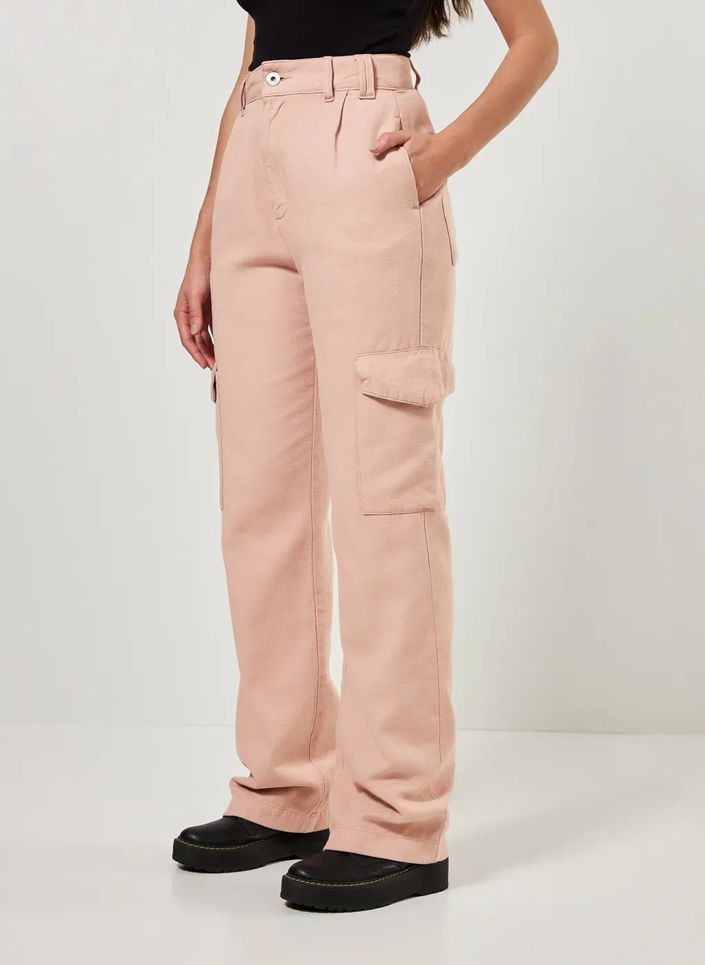 Calça Wide Leg Cargo Rosê